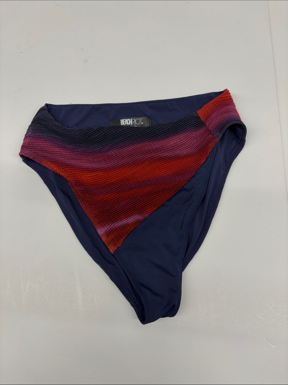 Beach Riot Women's Navy Bikini Bottom with Stripe Size Medium